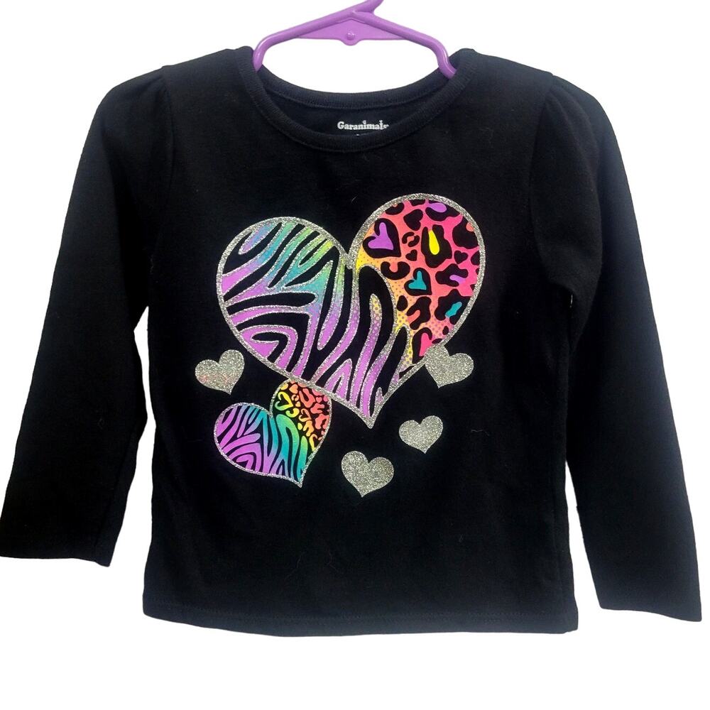 Garanimals Black Heart Long Sleeve‎ Tee Girl's Size 24 Months